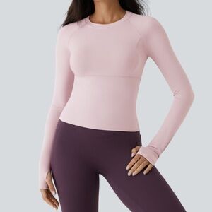 HALARA Solid Thumb Hole Yoga Sports Top in Pale Lilac